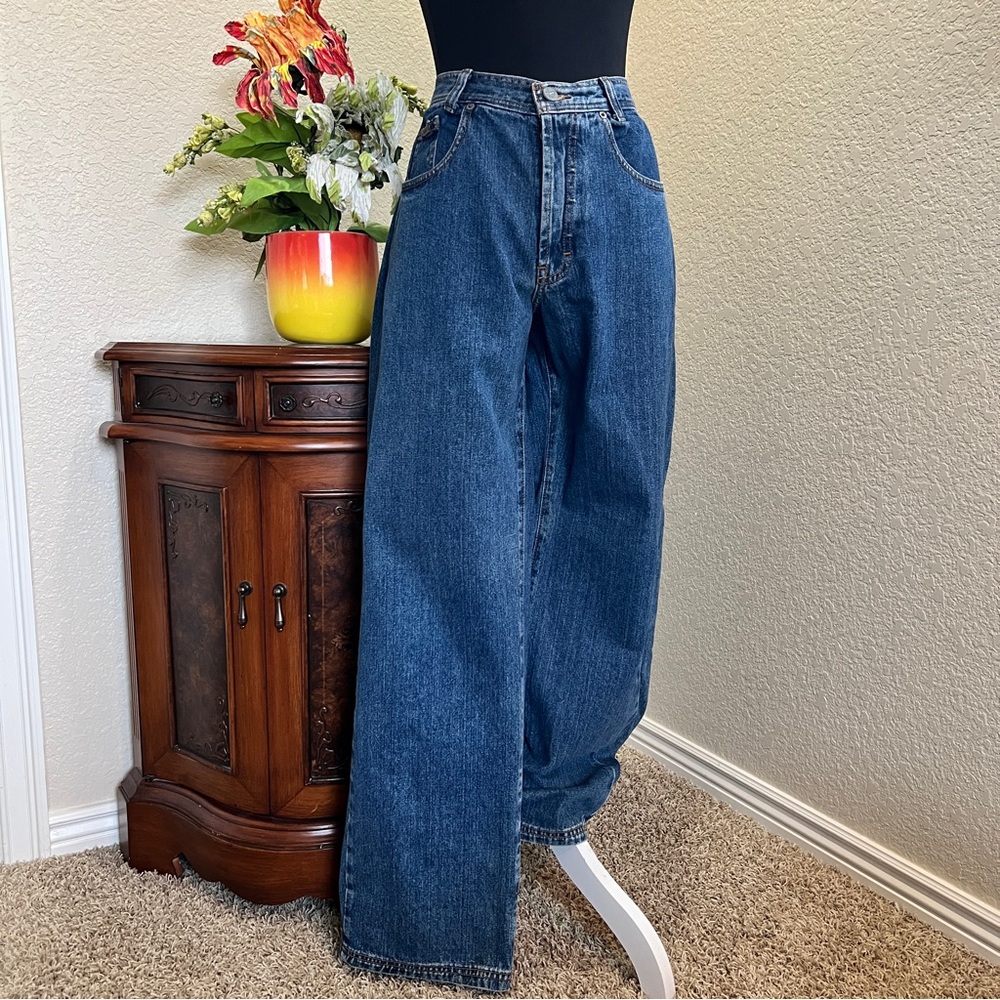 Vintage Calvin Klein Wide Leg Jeans with High-Waisted Fit - Picture 2 of 15